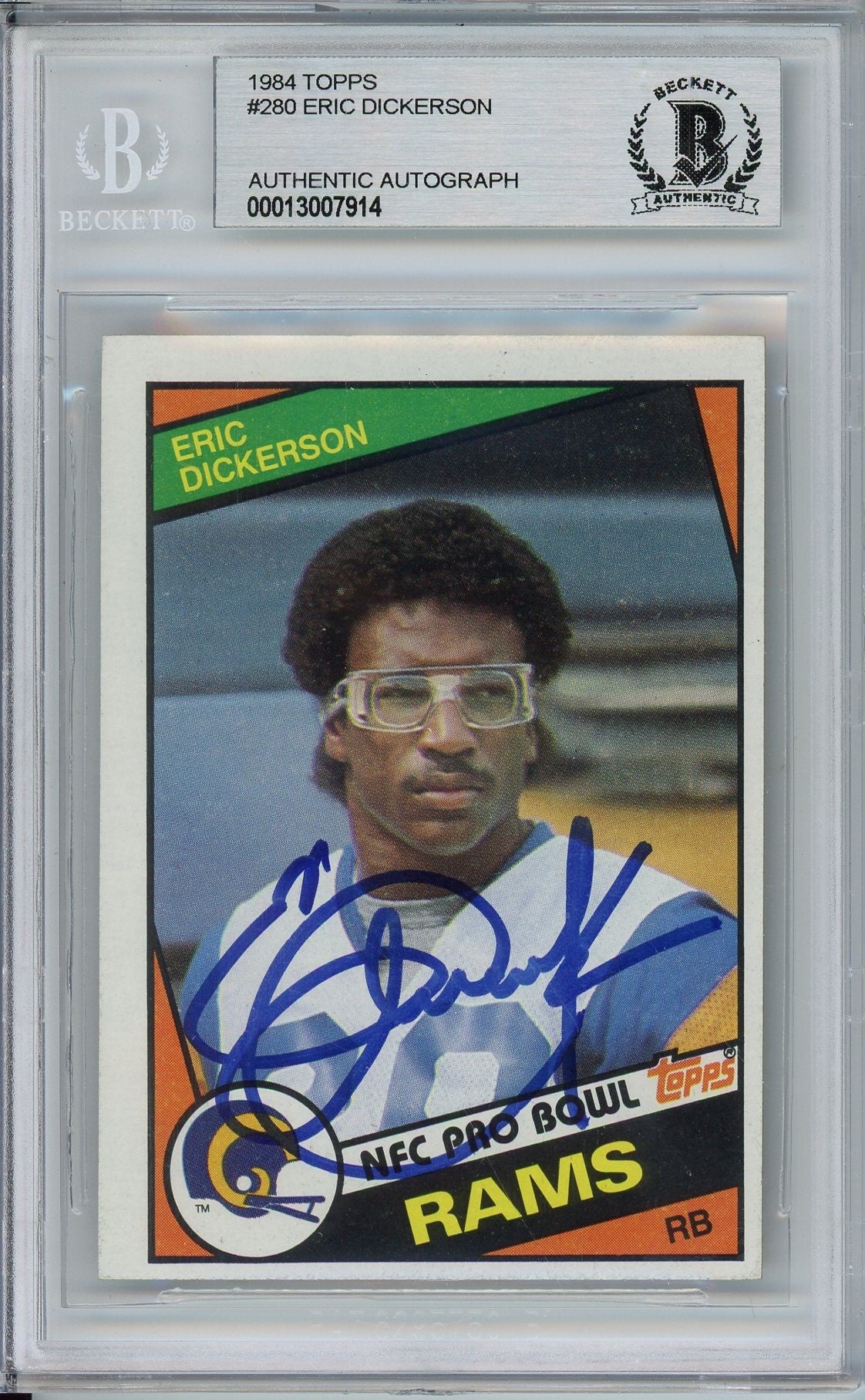 1984 TOPPS ERIC DICKERSON #280 ROOKIE RC BAS AUTO (7914)