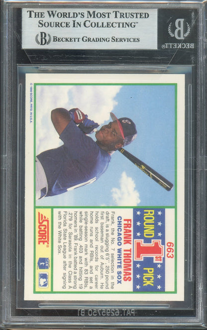 1990 SCORE FRANK THOMAS #663 HALL OF FAME ROOKIE CARD AUTO BGS AUTHENTIC