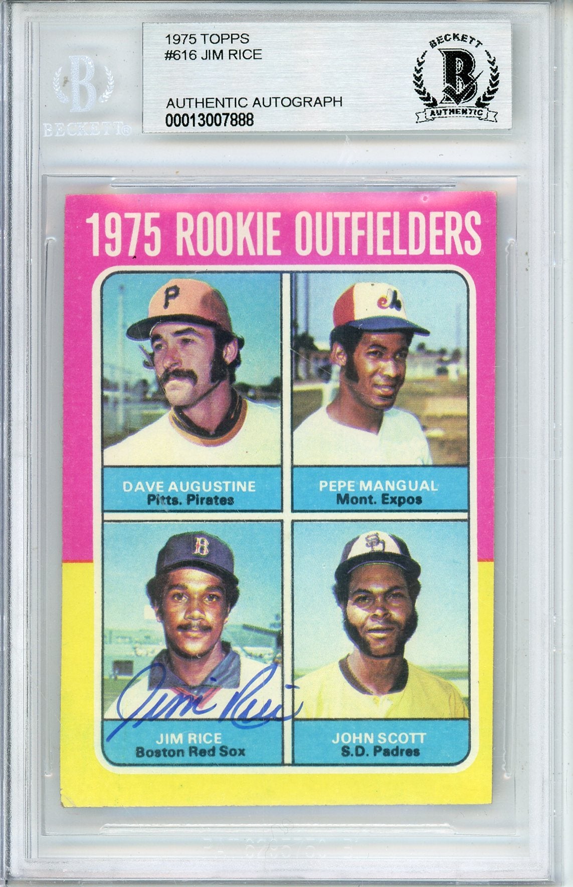 1975 TOPPS JIM RICE #616 ROOKIE HOF AUTOGRAPH BECKETT