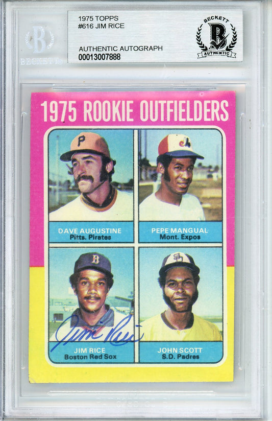 1975 TOPPS JIM RICE #616 ROOKIE HOF AUTOGRAPH BECKETT