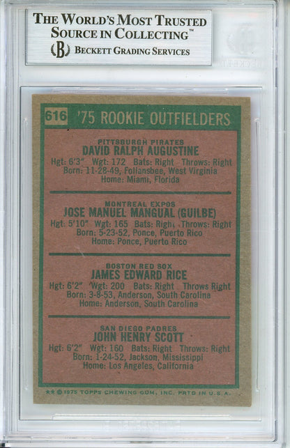 1975 TOPPS JIM RICE #616 ROOKIE HOF AUTOGRAPH BECKETT