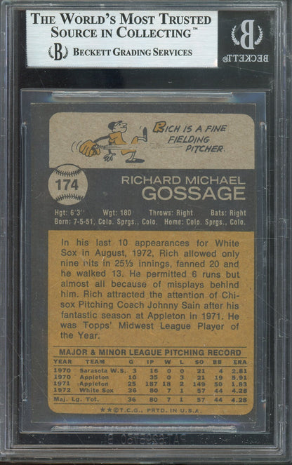 1973 TOPPS RICH GOSSAGE #174 ROOKIE CARD HOF AUTO BGS AUTHENTIC WHITE SOX
