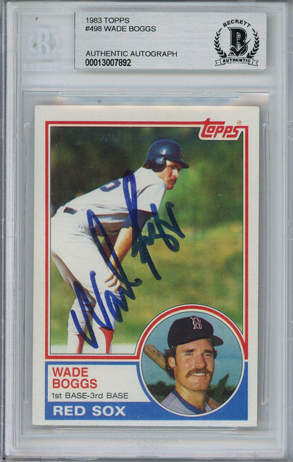 1983 TOPPS WADE BOGGS ROOKIE RC #498 BAS AUTO (7892)