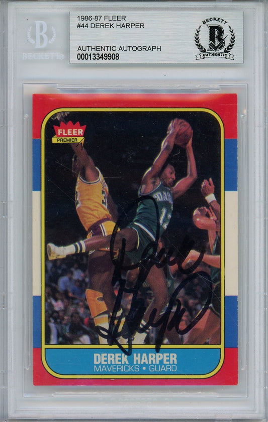 1986-87 FLEER DEREK HARPER #44 RC ROOKIE BAS AUTO (9908)