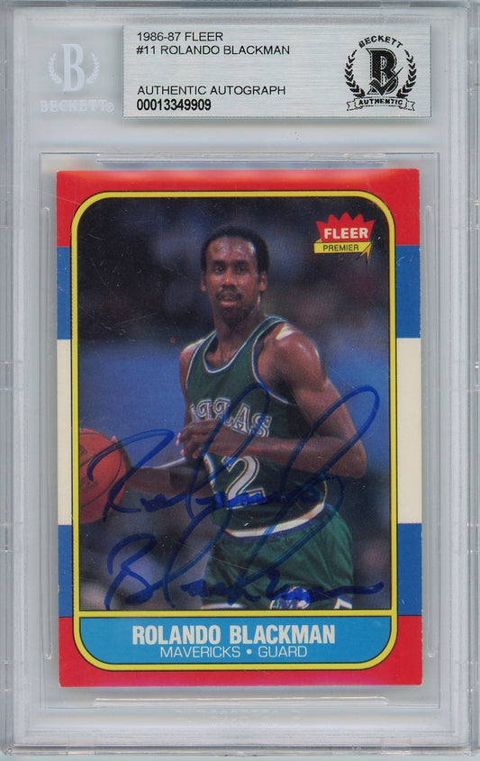 1986-87 FLEER ROLANDO BLACKMAN ROOKIE CARD RC #11 BAS AUTO (9909)