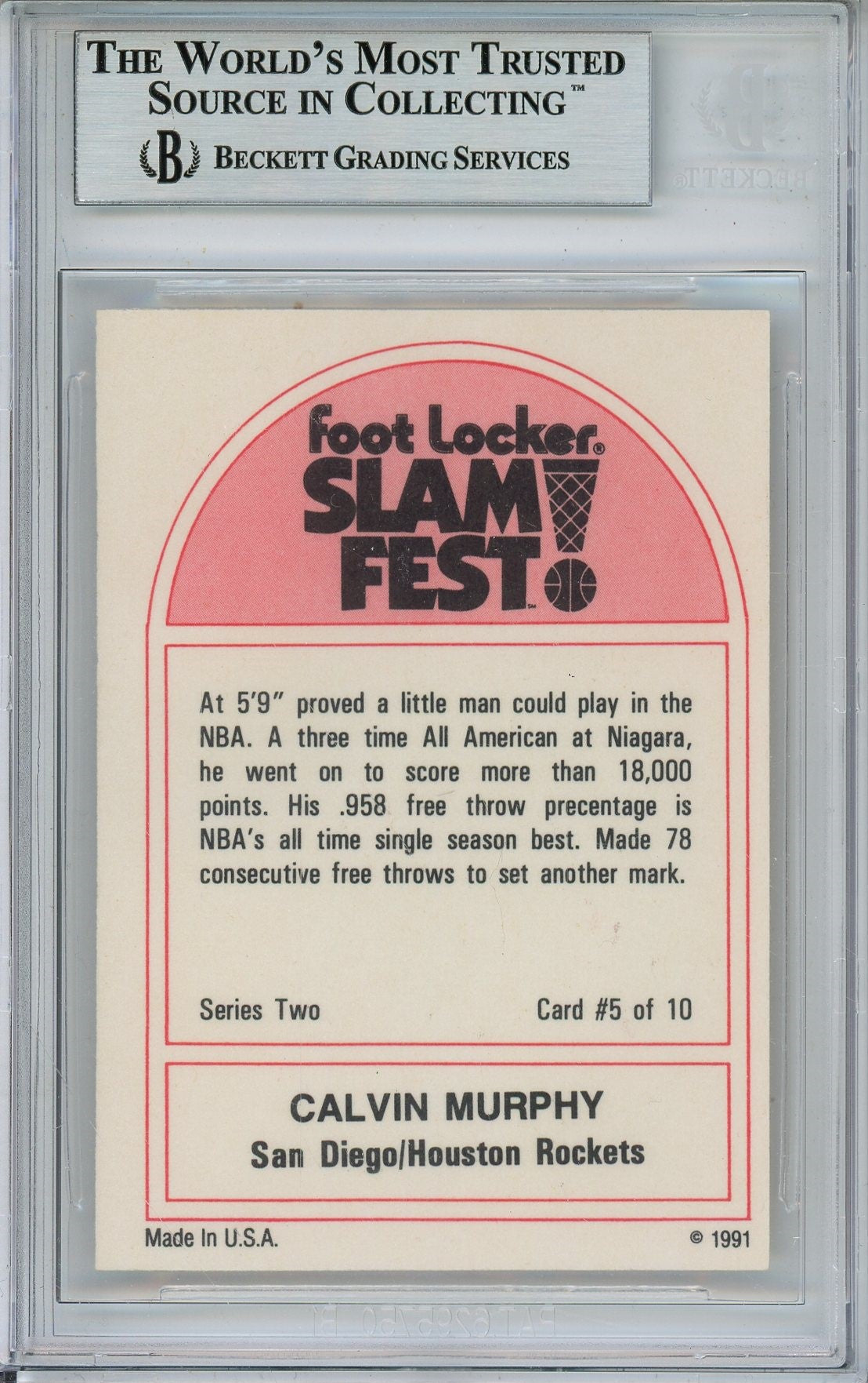 1991 FOOT LOCKER CALVIN MURPHY #2-5 SLAM FEST BAS AUTO (5327)