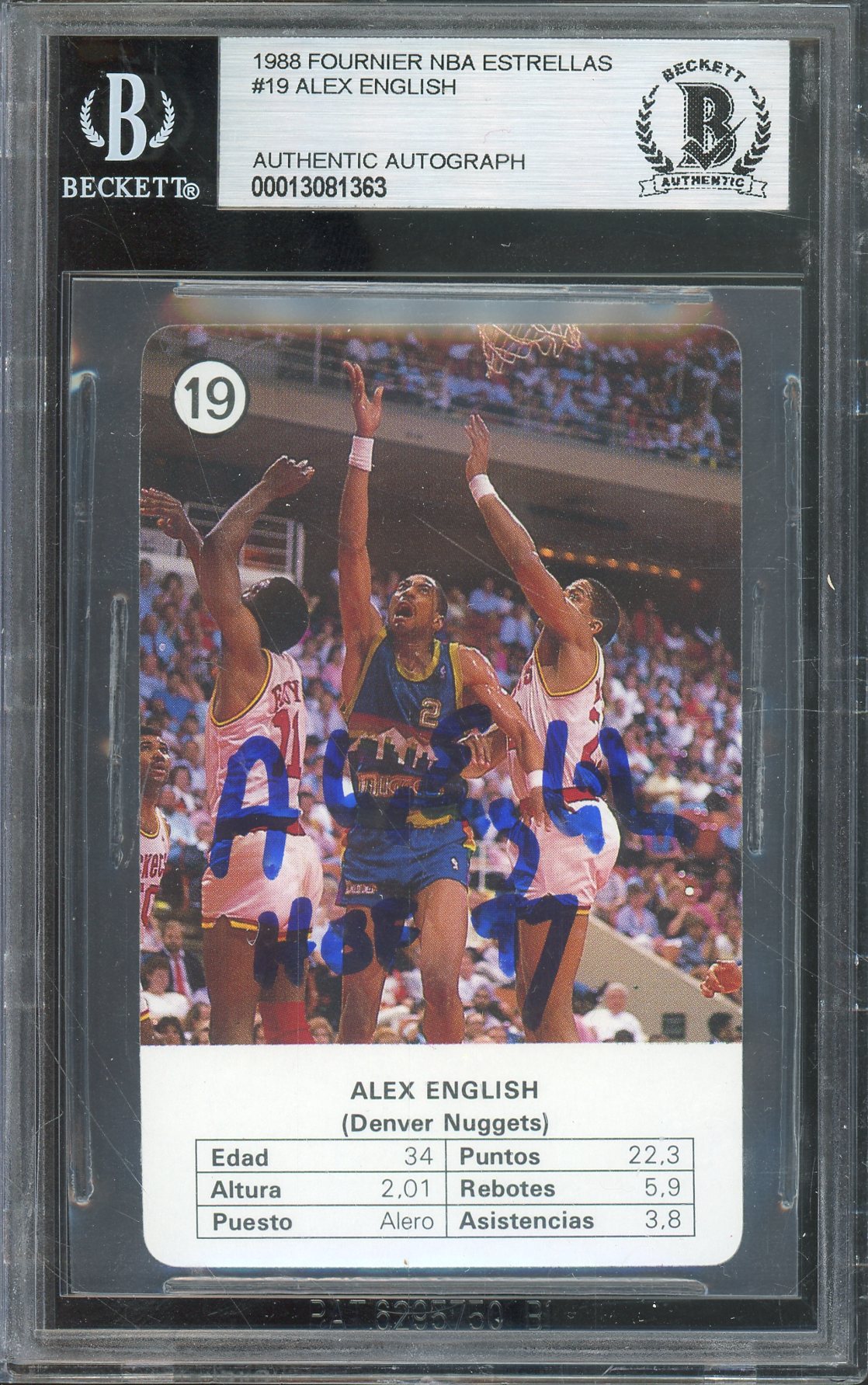 1988 FOURNIER NBA ESTRELLAS ALEX ENGLISH #19 HALL OF FAME AUTOGRAPH BGS AUTHENTIC