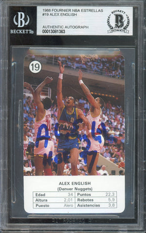 1988 FOURNIER NBA ESTRELLAS ALEX ENGLISH #19 HALL OF FAME AUTOGRAPH BGS AUTHENTIC