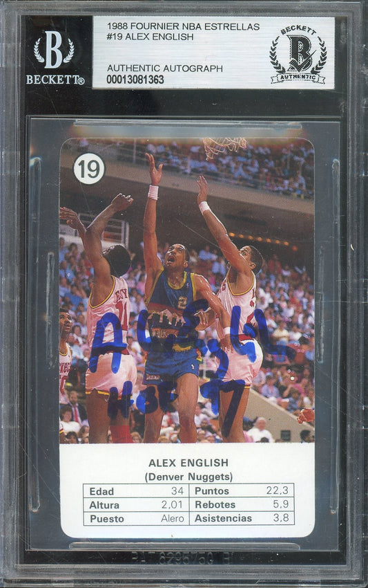 1988 FOURNIER NBA ESTRELLAS ALEX ENGLISH #19 HALL OF FAME AUTOGRAPH BGS AUTHENTIC