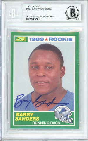 1989 SCORE FOOTBALL BARRY SANDERS #257 ROOKIE CARD LIONS HOF AUTOGRAPH BGS AUTHENTIC