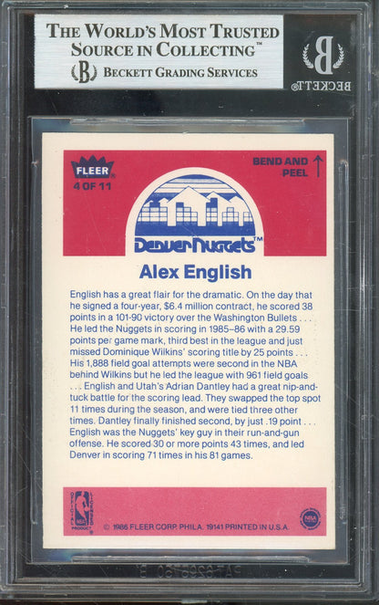 1986-87 FLEER STICKERS ALEX ENGLISH #4 HALL OF FAME AUTOGRAPH BGS AUTHENTIC