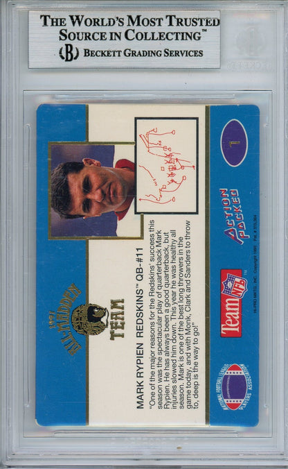 1991 ACTION PACKED MARK RYPIEN #1 ALL MADDEN BAS AUTO (3365)