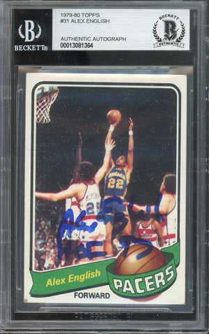 1979-80 TOPPS ALEX ENGLISH #31 ROOKIE CARD HALL OF FAME AUTOGRAPH WITH "HOF 97" INSCRIPTION BGS AUTHENTIC