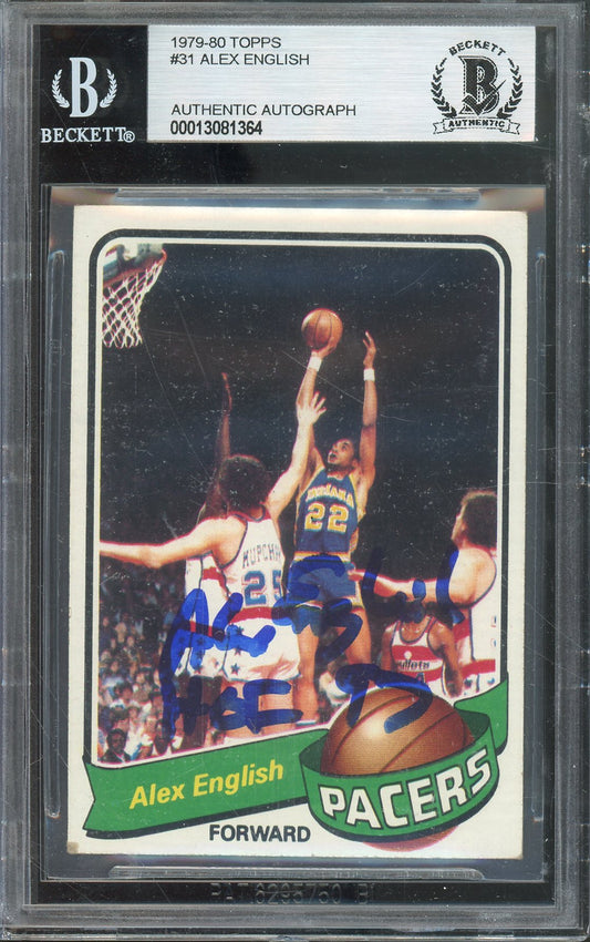 1979-80 TOPPS ALEX ENGLISH #31 ROOKIE CARD HALL OF FAME AUTOGRAPH WITH "HOF 97" INSCRIPTION BGS AUTHENTIC