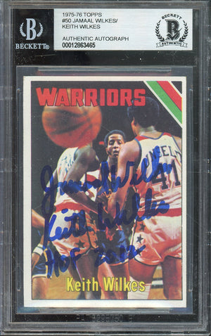 1975-76 TOPPS #50 JAMAAL WILKES/ KEITH WILKES DUO ROOKIE CARD HOF AUTOGRAPH WITH 'HOF 2012' INSCRIPTION BGS AUTHENTIC