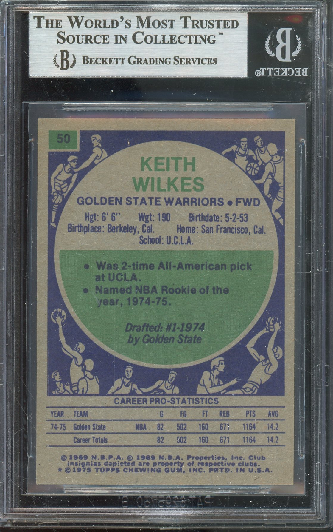 1975-76 TOPPS #50 JAMAAL WILKES/ KEITH WILKES DUO ROOKIE CARD HOF AUTOGRAPH WITH 'HOF 2012' INSCRIPTION BGS AUTHENTIC