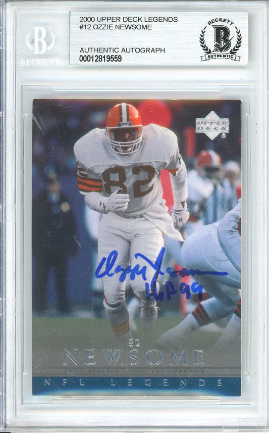 2002 UPPER DECK FOOTBALL LEGENDS OZZIE NEWSOME #12 BROWNS HOF AUTOGRAPH BGS AUTHENTIC