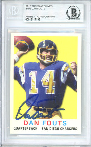 2013 TOPPS FOOTBALL ARCHIVES DAN FOUTS #195 CHARGERS HOF AUTOGRAPH BGS AUTHENTIC