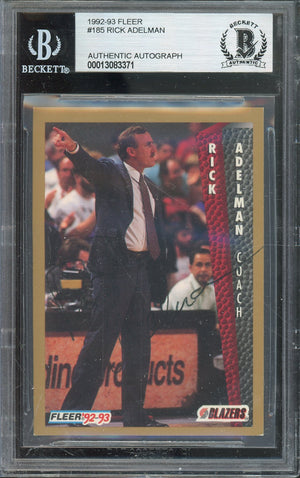 1992-93 FLEER RICK ADELMAN #185 HALL OF FAME AUTOGRAPH BGS AUTHENTIC BLAZERS