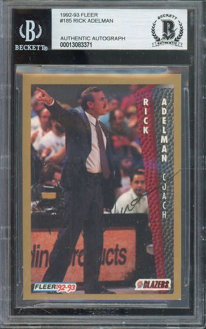1992-93 FLEER RICK ADELMAN #185 HALL OF FAME AUTOGRAPH BGS AUTHENTIC BLAZERS