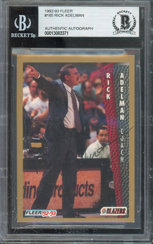 1992-93 FLEER RICK ADELMAN #185 HALL OF FAME AUTOGRAPH BGS AUTHENTIC BLAZERS