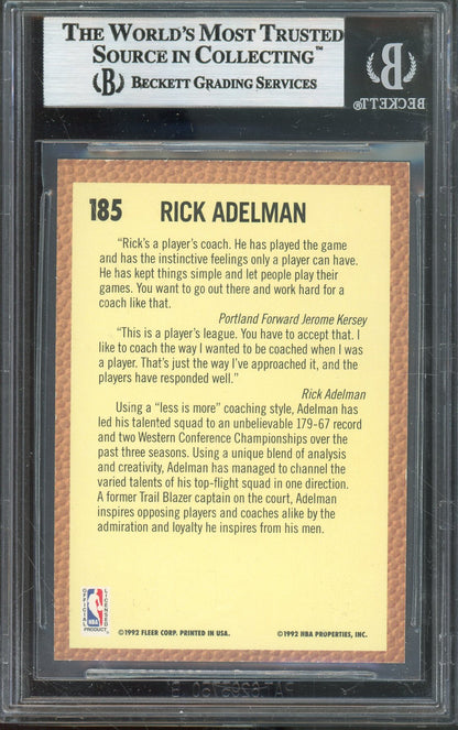 1992-93 FLEER RICK ADELMAN #185 HALL OF FAME AUTOGRAPH BGS AUTHENTIC BLAZERS