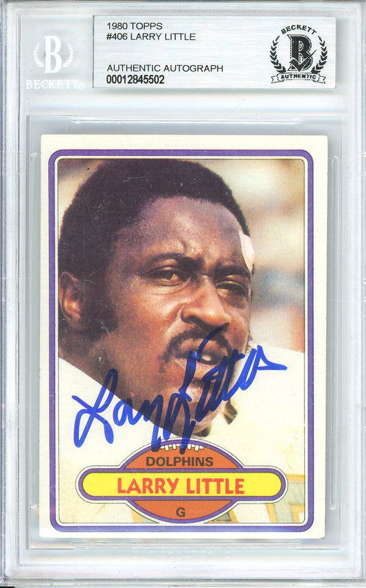 1980 TOPPS FOOTBALL LARRY LITTLE #406 DOLPHINS HOF AUTOGRAPH BGS AUTHENTIC