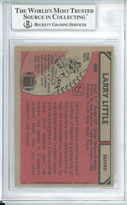 1980 TOPPS FOOTBALL LARRY LITTLE #406 DOLPHINS HOF AUTOGRAPH BGS AUTHENTIC