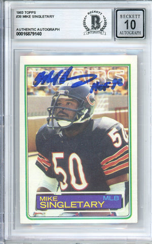 1983 TOPPS FOOTBALL MIKE SINGLETARY #38 BEARS ROOKIE CARD HOF AUTO BECKETT 10 AUTOGRAPH