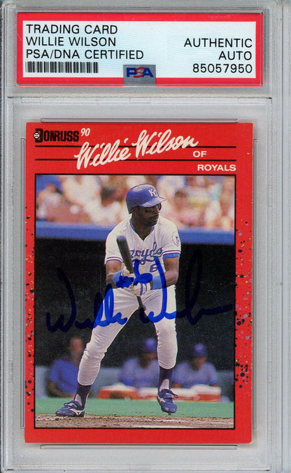 1990 DONRUSS WILLIE WILSON AUTO CARD PSA DNA (7950)
