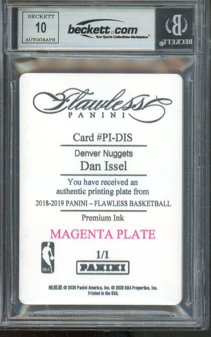 2018-19 PANINI FLAWLESS 1 OF 1 PREMIUM INK MAGENTA DAN ISSEL #PIDIS AUTOGRAPH BGS AUTHENTIC 'TOP 30 NBA INSCRIPTION