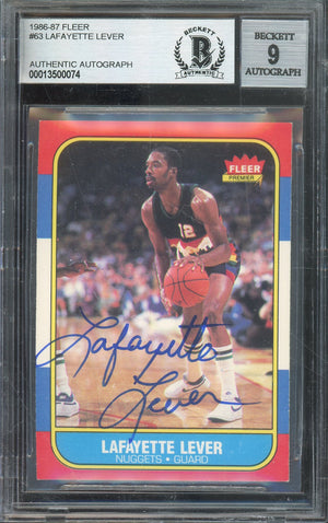 1986-87 FLEER LAFAYETTE "FAT" LEVER #63 HALL OF FAME AUTO BECKETT 9 AUTOGRAPH