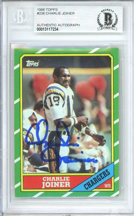 1986 TOPPS FOOTBALL CHARLIE JOINER #236 CHARGERS HOF AUTOGRAPH BGS AUTHENTIC (234)