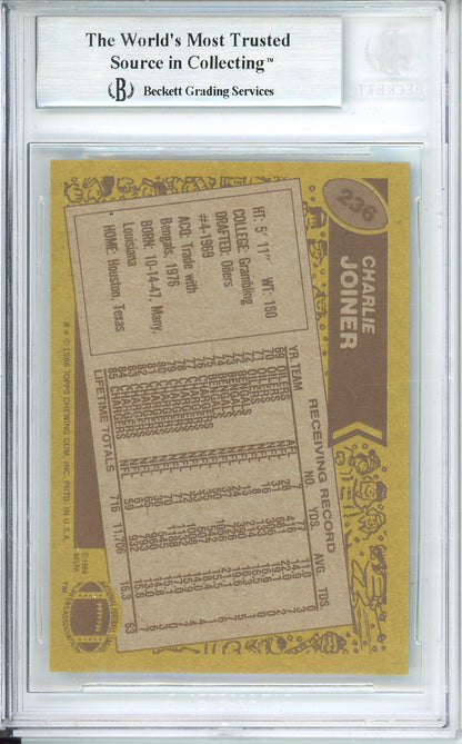 1986 TOPPS FOOTBALL CHARLIE JOINER #236 CHARGERS HOF AUTOGRAPH BGS AUTHENTIC (234)