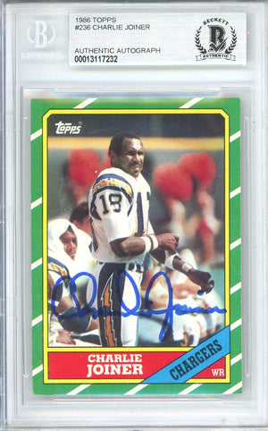 1986 TOPPS FOOTBALL CHARLIE JOINER #236 CHARGERS HOF AUTOGRAPH BGS AUTHENTIC