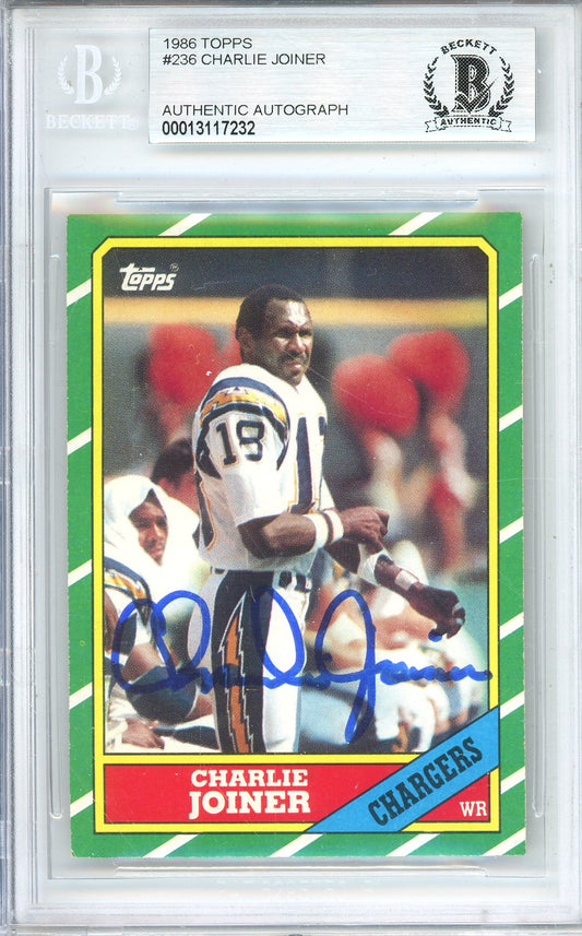 1986 TOPPS FOOTBALL CHARLIE JOINER #236 CHARGERS HOF AUTOGRAPH BGS AUTHENTIC