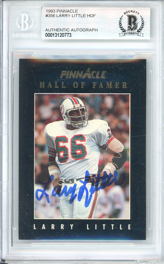 1993 PINNACLE FOOTBALL HALL OF FAMER LARRY LITTLE #356 DOLPHINS AUTOGRAPH BGS AUTHENTIC