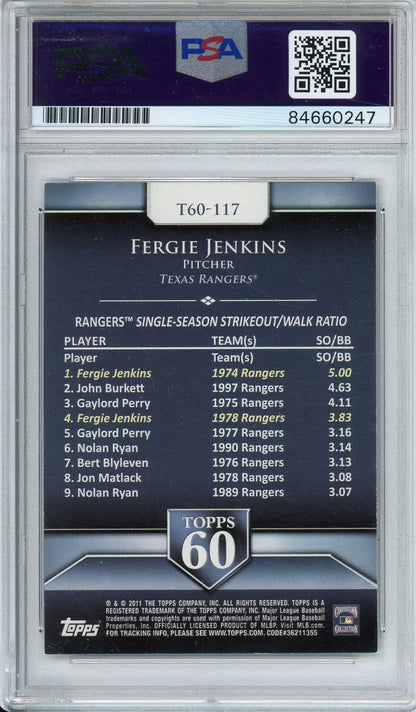 2011 TOPPS 60 FERGIE JENKINS T60-117 HOF AUTO PSA/DNA AUTHENTIC AUTO