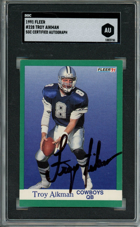 1991 FLEER TROY AIKMAN SGC AUTHENTIC AUTO CARD