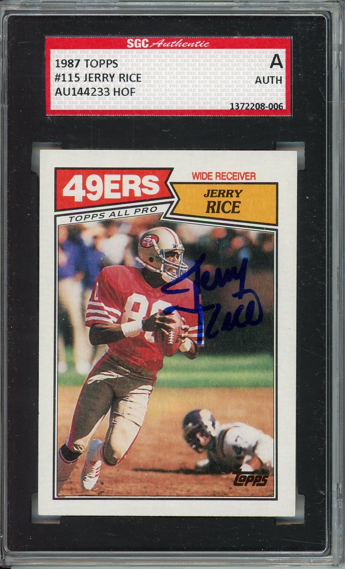 1987 TOPPS JERRY RICE AUTOGRAPHED CARD SGC AUTHENTIC