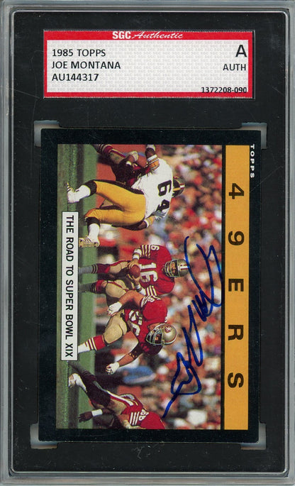 1985 TOPPS JOE MONTANA 49ERS TEAM AUTO CARD SGC AUTHENTIC