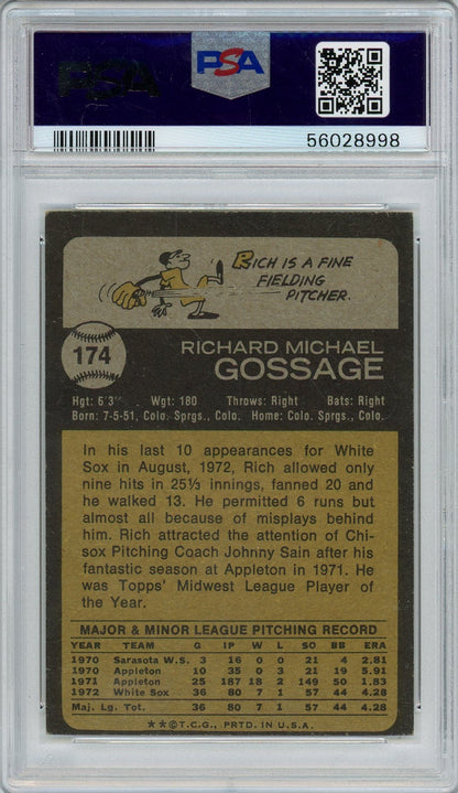 1973 TOPPS RICH GOOSE GOSSAGE RC ROOKIE AUTO CARD PSA DNA (8998)