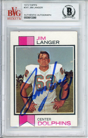 1973 TOPPS JIM LANGER #341 ROOKIE BECKETT AUTO