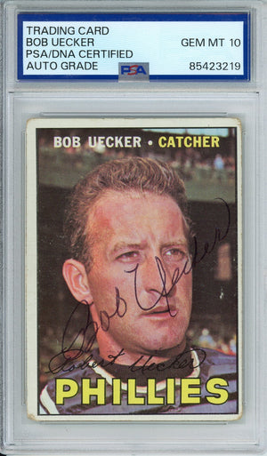 1967 TOPPS BASEBALL BOB UECKER #326 HOF AUTO PSA AUTO GRADE GEM MT 10