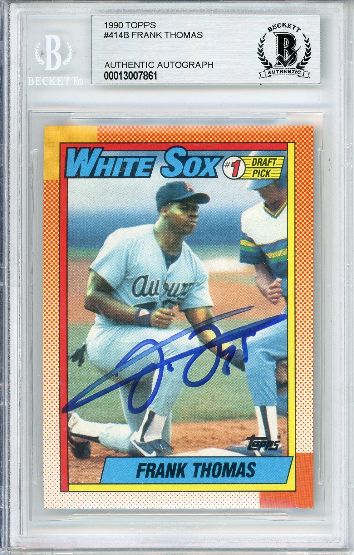 1990 TOPPS FRANK THOMAS #414B ROOKIE AUTOGRAPH BECKETT