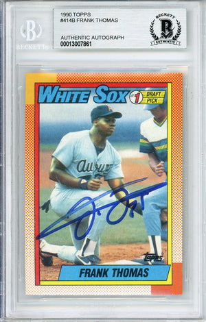 1990 TOPPS FRANK THOMAS #414B ROOKIE CARD AUTOGRAPH BECKETT