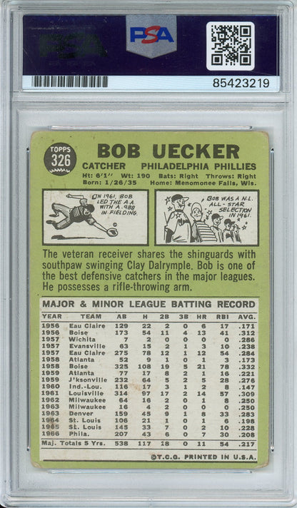 1967 TOPPS BASEBALL BOB UECKER #326 HOF AUTO PSA AUTO GRADE GEM MT 10