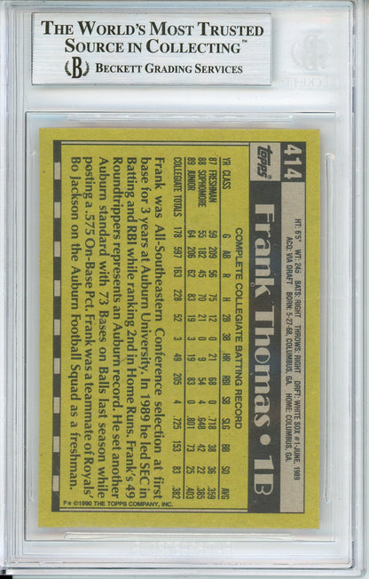1990 TOPPS FRANK THOMAS #414B ROOKIE AUTOGRAPH BECKETT