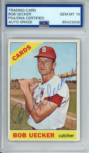 1966 TOPPS BASEBALL BOB UECKER #91 HOF AUTO PSA/DNA AUTO GRADE GEM MT 10