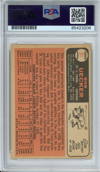 1966 TOPPS BASEBALL BOB UECKER #91 HOF AUTO PSA/DNA AUTO GRADE GEM MT 10